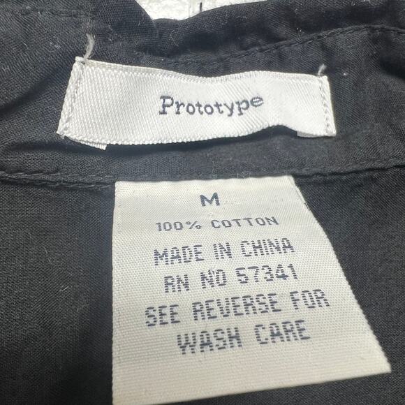 Prototype Womens Vtg 1/4 Button Long Sleeve Black Shirt Size Medium Side Pockets - Picture 2 of 13